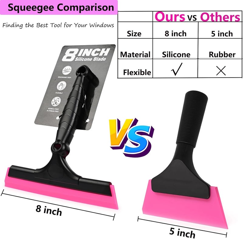 Ehdis 2PCS Flexible 8-Inch Silicone Squeegee Window Tint Tool Auto Water Blade, Shower Squeegee for Car Windshield, Glass, Tiles, and Smooth Surfaces - Image 2